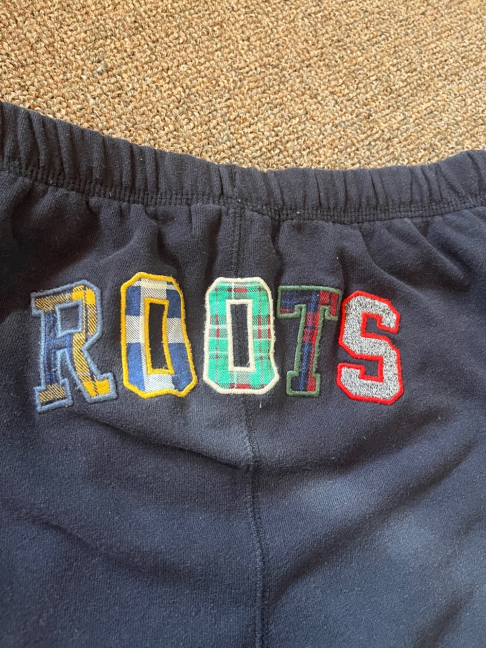Roots Navy Track Joggers with White Beaver Logo And Roots Letters on Bum